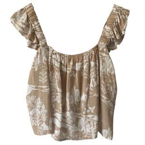 Sadie & Sage Tan and White Crop Top